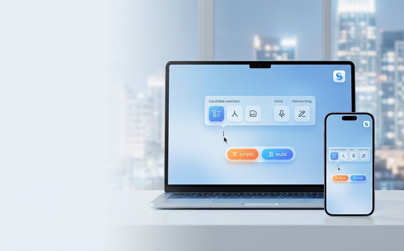 搜狗输入法快捷键与候选词操作界面示意